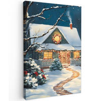 LEINWANDBILD Weihnachten - Weihnachtsbaum - Winter - Zuhause - Schnee 90x140 cm - Smaragdgrün, Textil (90/140cm) - MuchoWow