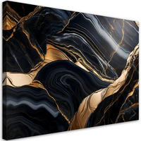 LEINWANDBILD Schwarzer Marmor mit Gold 120x80cm - Schwarz, Textil (120/80cm) - Feeby