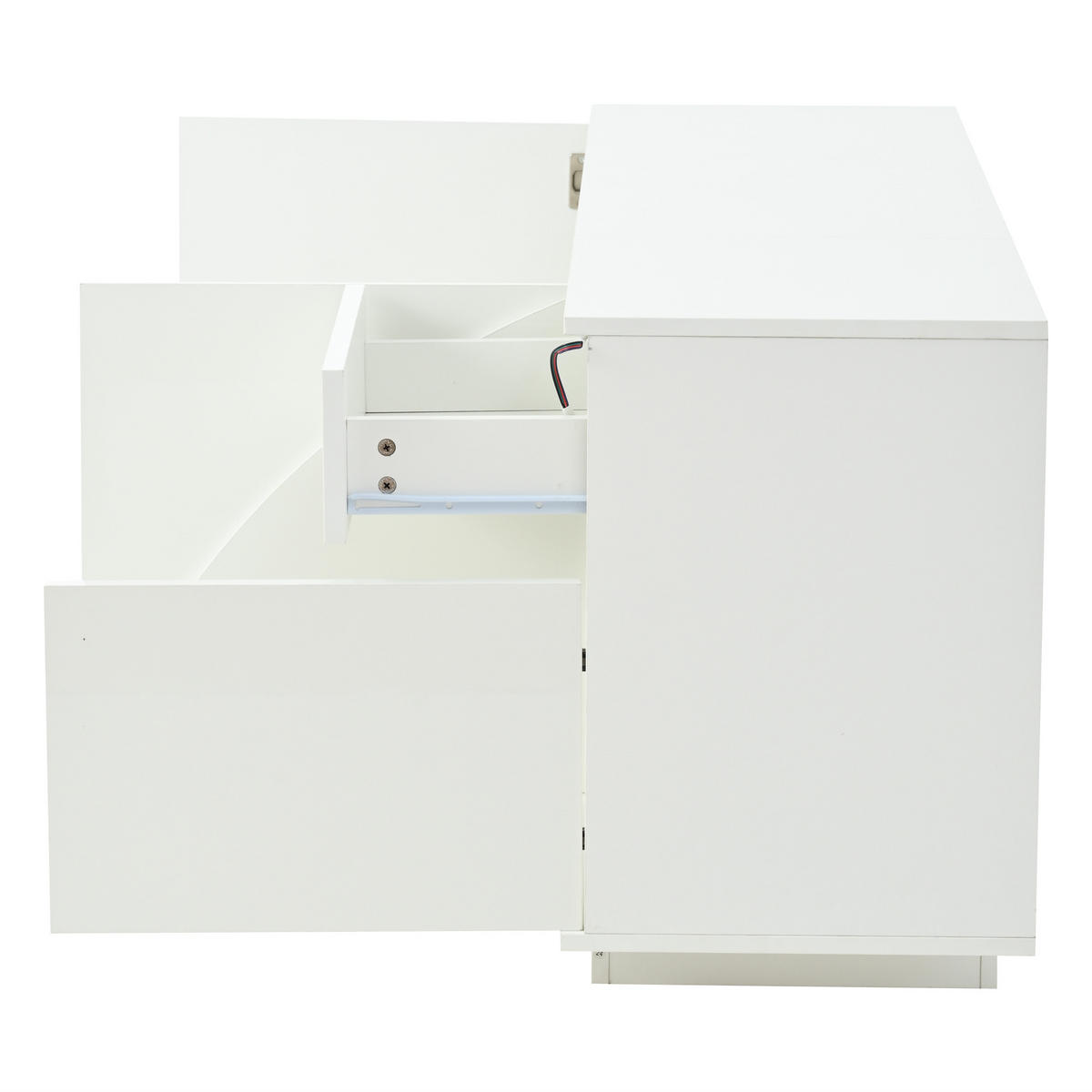 SIDEBOARD LED Weiß 3 Türen 1 Schublade 140x40x60cm Hochglanz - Weiß, Holzwerkstoff (40/60/140cm) - FLIEKS