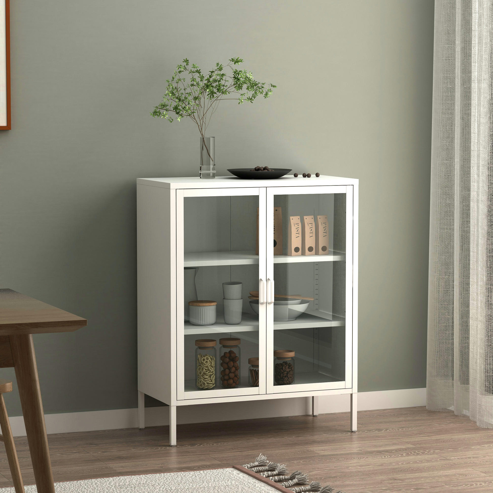 VITRINE Fauske - Weiß, Metall (80/101.5/40cm) - [en.casa]