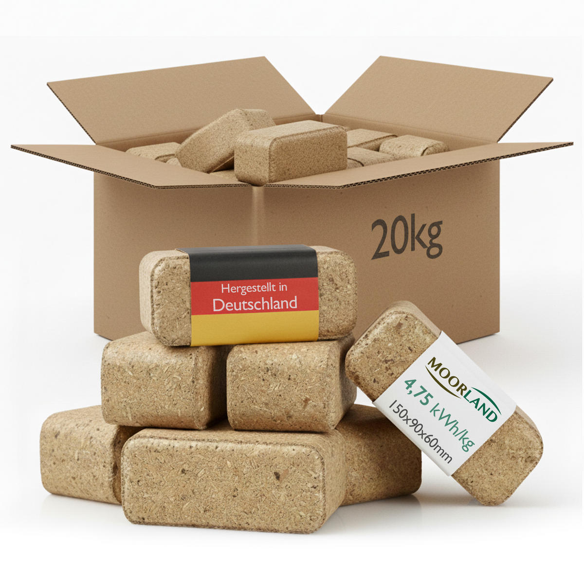 HOLZBIRIKETTS Forstglut 10kg (2tlg) - Naturfarben, Holzwerkstoff (30/30cm) - Moorland