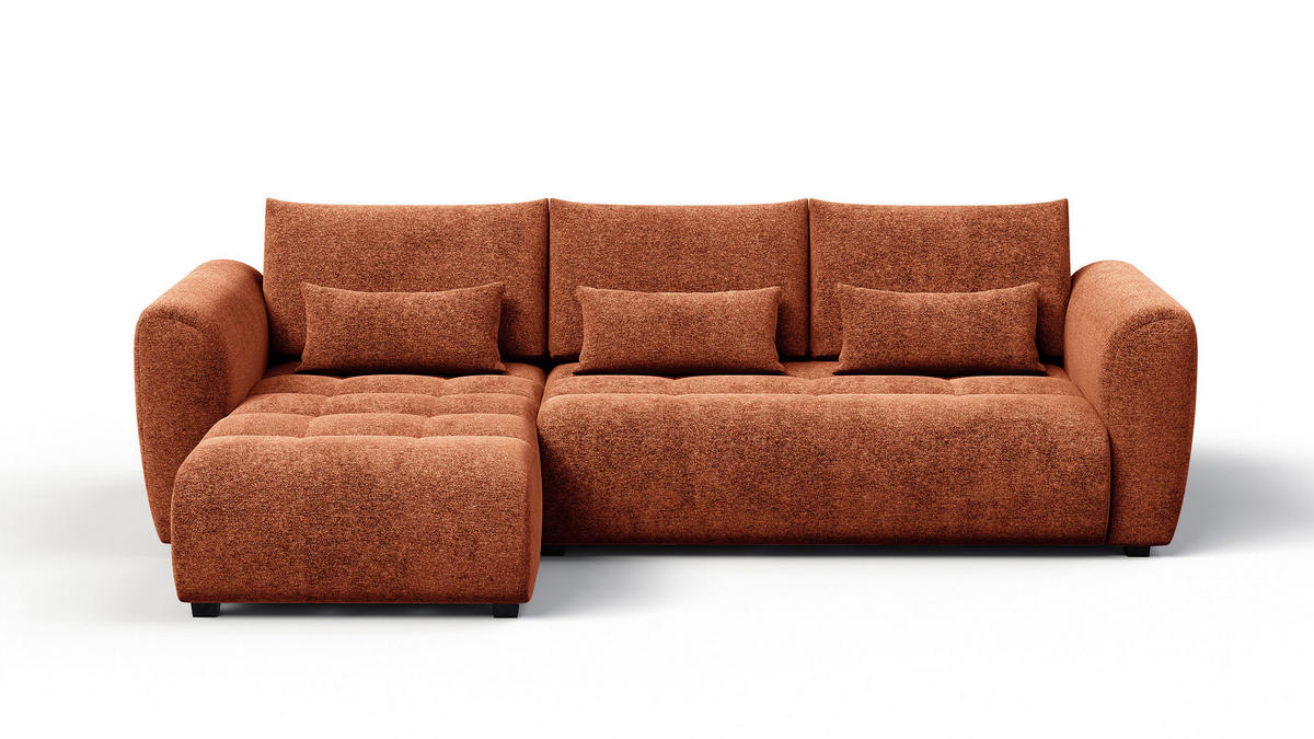 ECKSOFA SORENO 4-Sitzer, orange - Schwarz/Orange, Holz/Textil (293/171cm) - Courtois Laville