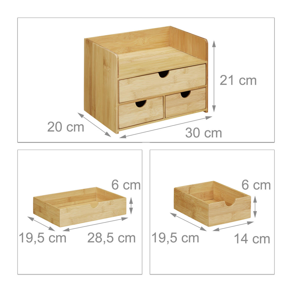 SCHREIBTISCH-ORGANIZER - Hellbraun, Holz (20/30/21cm) - Relaxdays