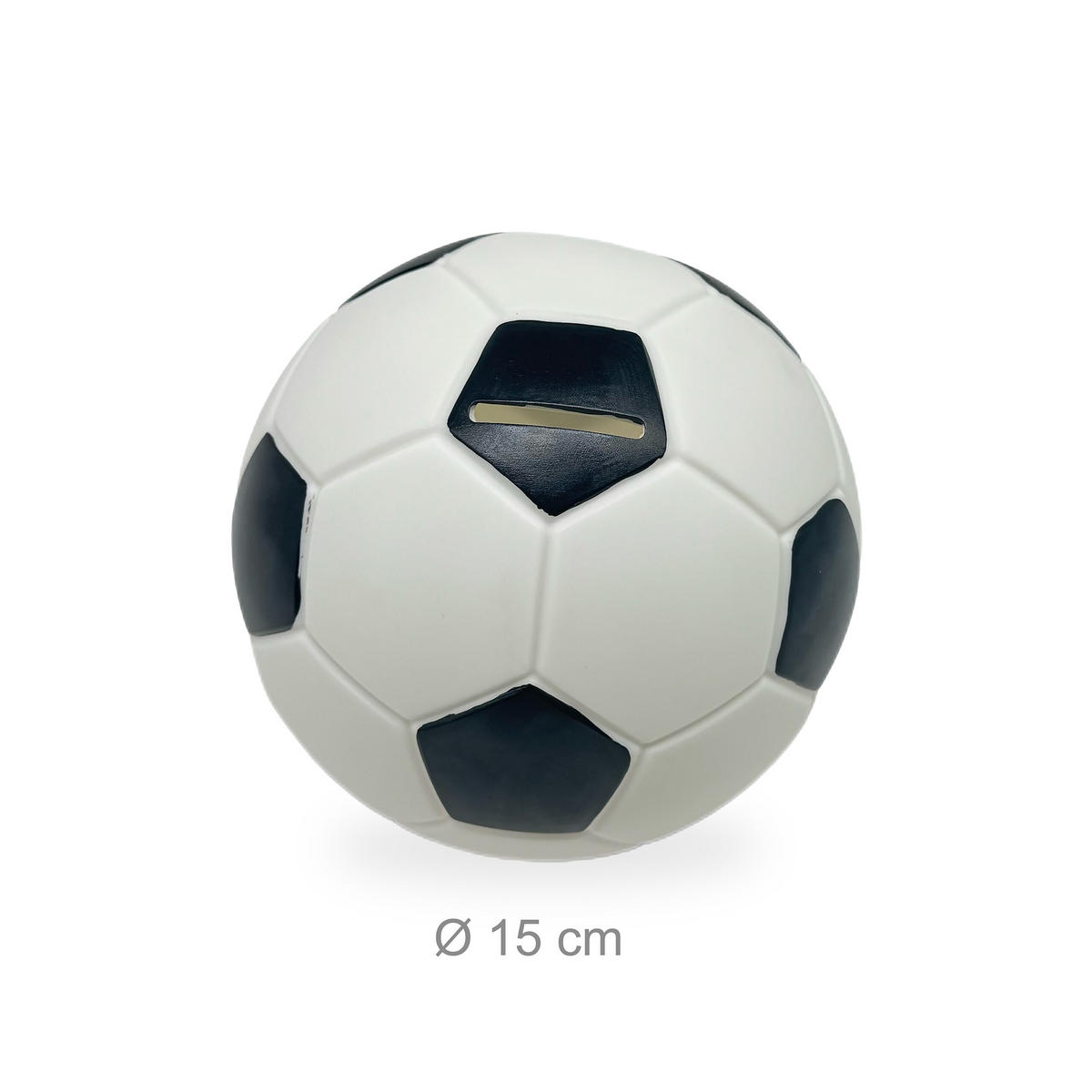 FUTBALOVÁ pokladnička - biela, plast (15/15/15cm) - Relaxdays