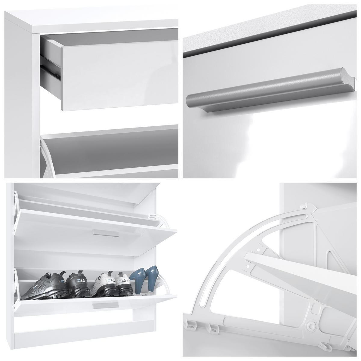 SCHUHSCHRANK Loret Front in Grau Hochglanz - Grau, Holzwerkstoff (89/104/23cm) - Vladon