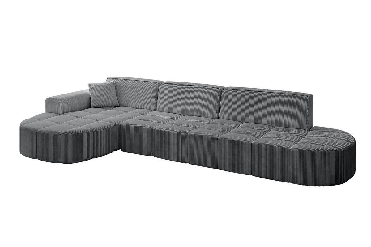 ECKSOFA Ottomane Links LIVO-L2 - 337x173x79,5 cm Dunkelgrau - Dunkelgrau, Holzwerkstoff/Textil (337/173cm) - ALTDECOR