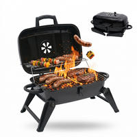 TISCHGRILL - Schwarz, Metall (59/34/36cm) - Relaxdays
