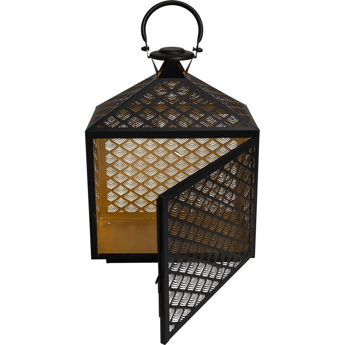 LATERNE Kira - Schwarz - 30/16/40 cm - Schwarz, Metall (16/40/30cm) - Lesli Living