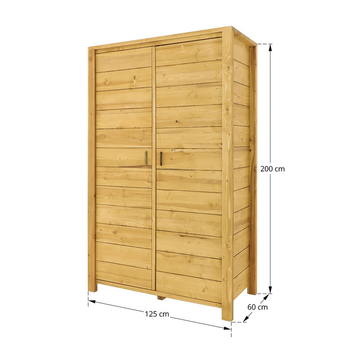KLEIDERSCHRANK aus Massivholz MIDLAND - Honig, Holz (125/200/60cm) - Seart