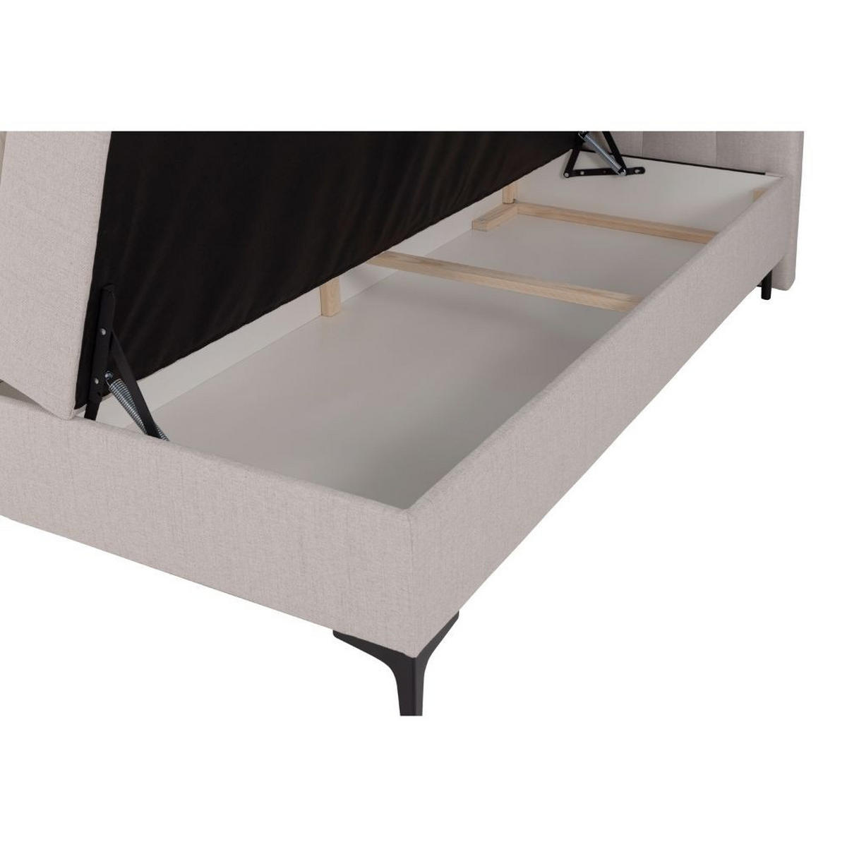 BOXBETT Siena mit Bonnelmatratze und Topper, 140x200, Beige - Beige/Schwarz, Holzwerkstoff/Kunststoff (140/200cm) - AN-Moebel 4u