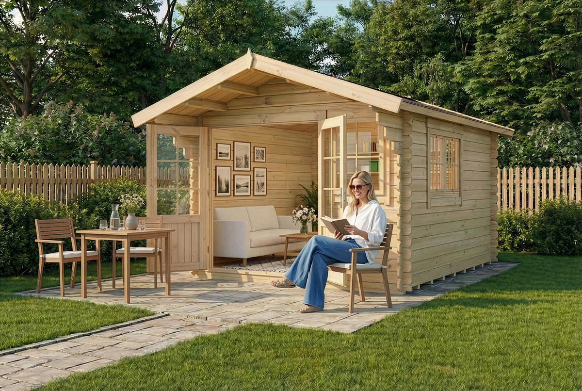 GARTENHAUS Holz Manuel - Naturfarben, Holz (338/250/467cm) - Alpholz