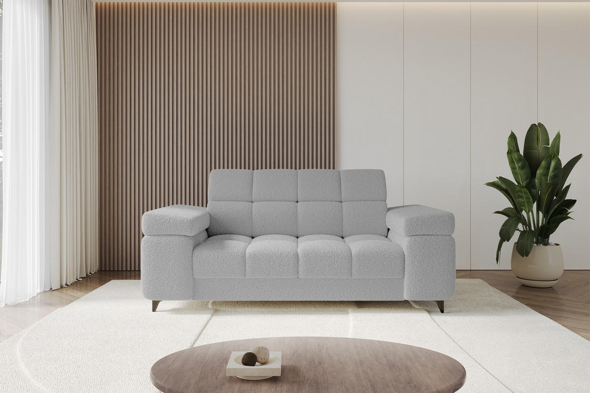 SOFA 2-Sitzer LORD-S1 194x97x90 cm Hellgrau Bouclé - Hellgrau, Holzwerkstoff/Textil (194/90/97cm) - ALTDECOR