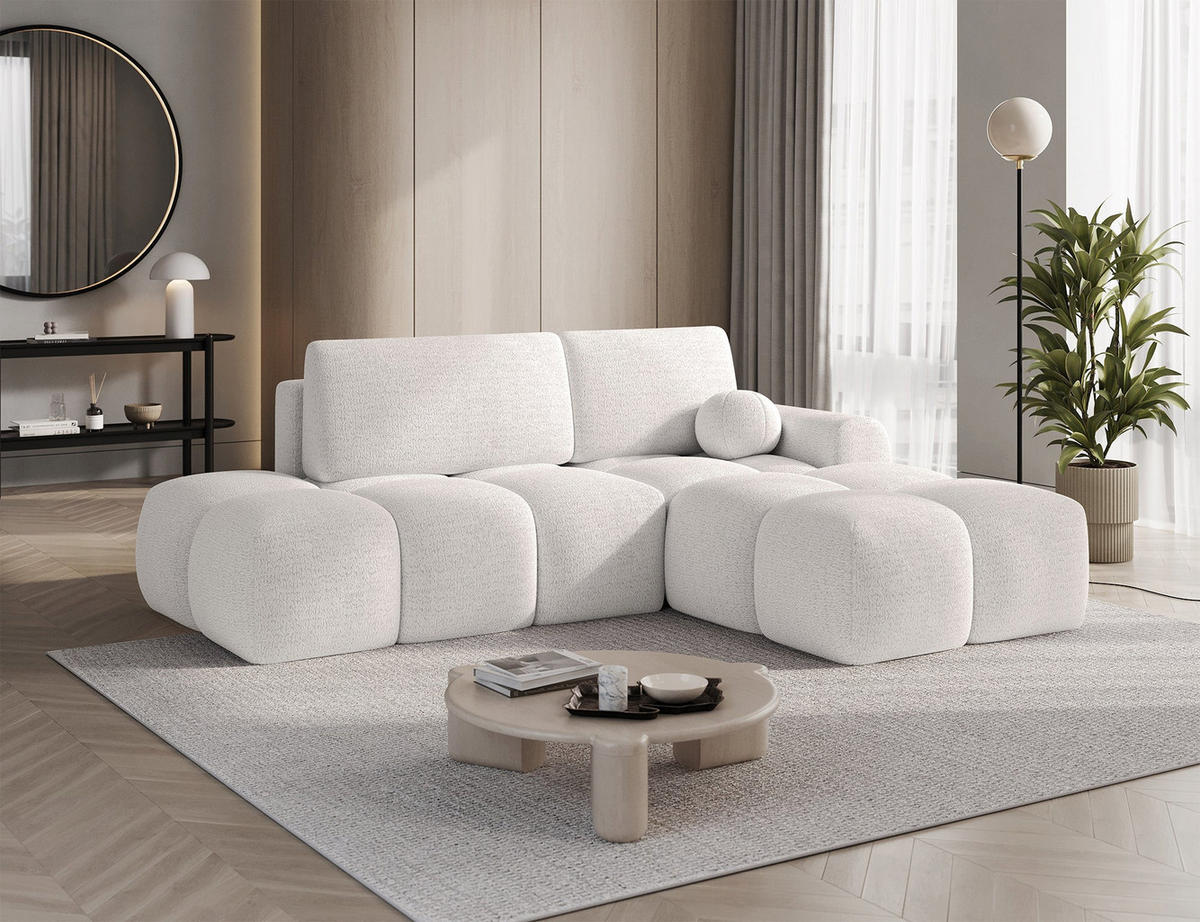 ECKSOFA VITTARIO mit Schlaffunktion & Bettkasten – Modernes L-Sofa 227 cm, inklusive Kissen - Weiß, Kunststoff (227/95cm) - Wohnideebilder