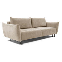 SOFA ADEL - Schlaffunktion Und Bettkasten, Wellenfederung, PUR-Schaum, Schwarze Metallfüße lose Rückenkissen, freistehend, 240x108x75 cm Beige - Beige, Holz/Textil (240/75/108cm) - DomoHome