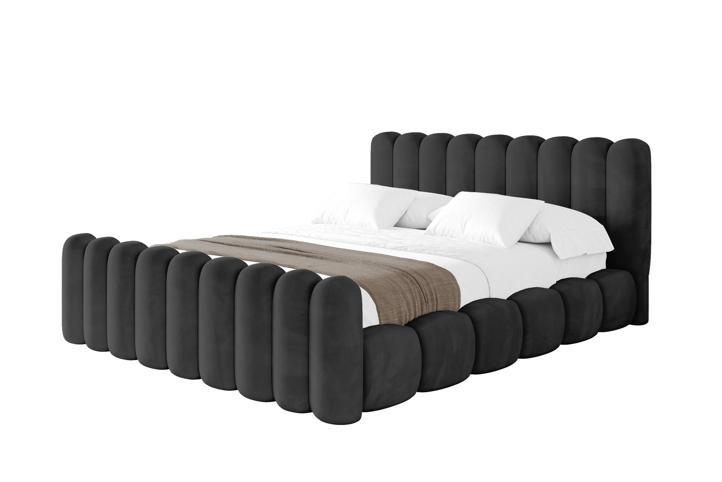 POLSTERBETT mit Bettkasten, Fußteil und Lattenrost, Boxbett ohne Matratze - SENA-Z 160x200 Schwarz - Schwarz, Holzwerkstoff/Textil (160/200cm) - ALTDECOR