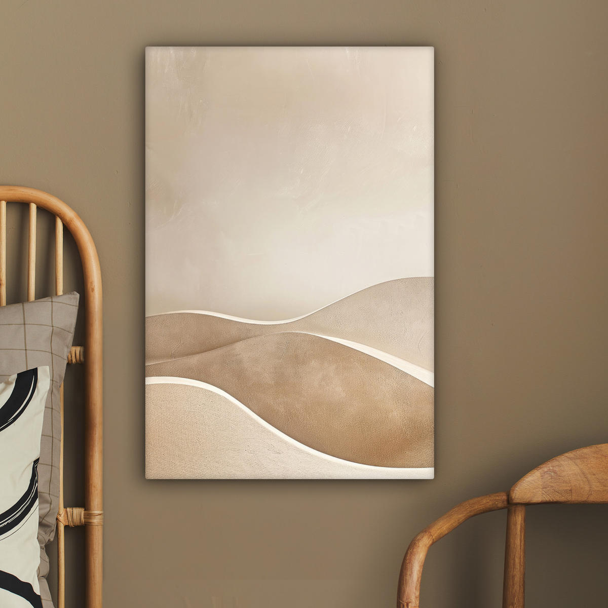 LEINWANDBILD Beige - Natur - Abstrakt - Modern 40x60 cm - Beige, Textil (40/60cm) - MuchoWow