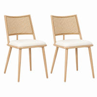 ESSZIMMERSTUHL 2er-Set mit PU-Sitz Rattan Beige - Beige, Holz (46/90/48cm) - Meubliv