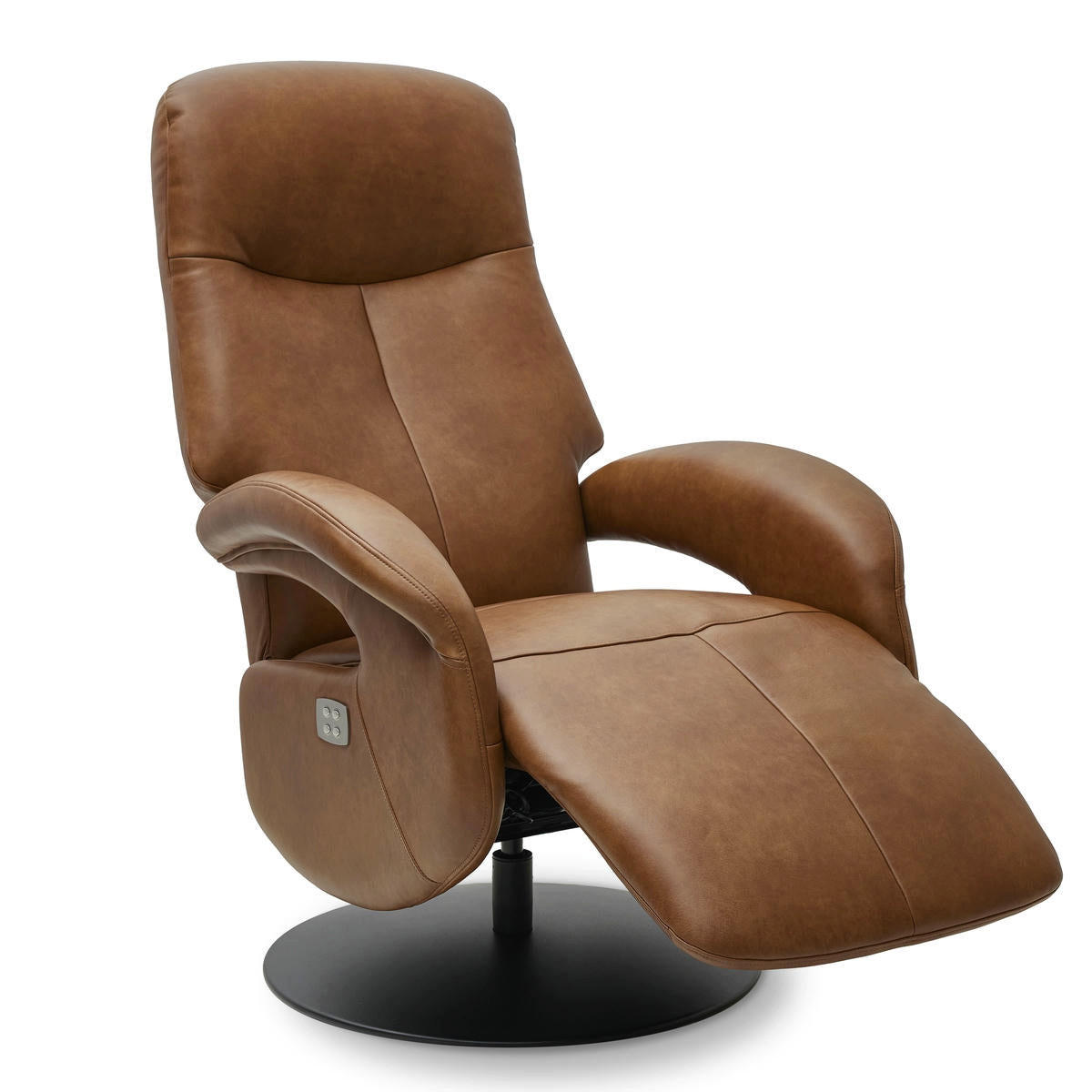 RELAXSESSEL Echtleder Cognac Braun - Schwarz/Braun, Leder/Metall (79/115/85cm) - Furnhouse