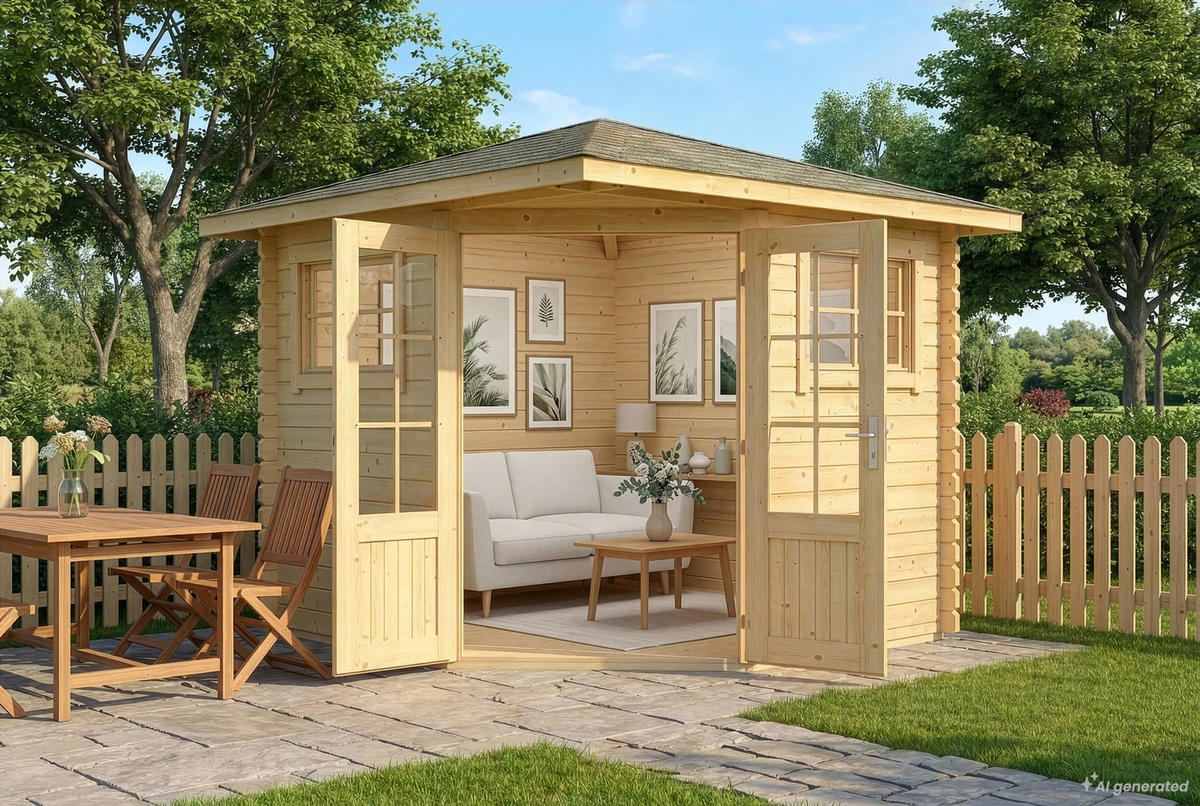 GARTENHAUS Holz Sunny - Naturfarben, Holz (269/257/269cm) - Alpholz