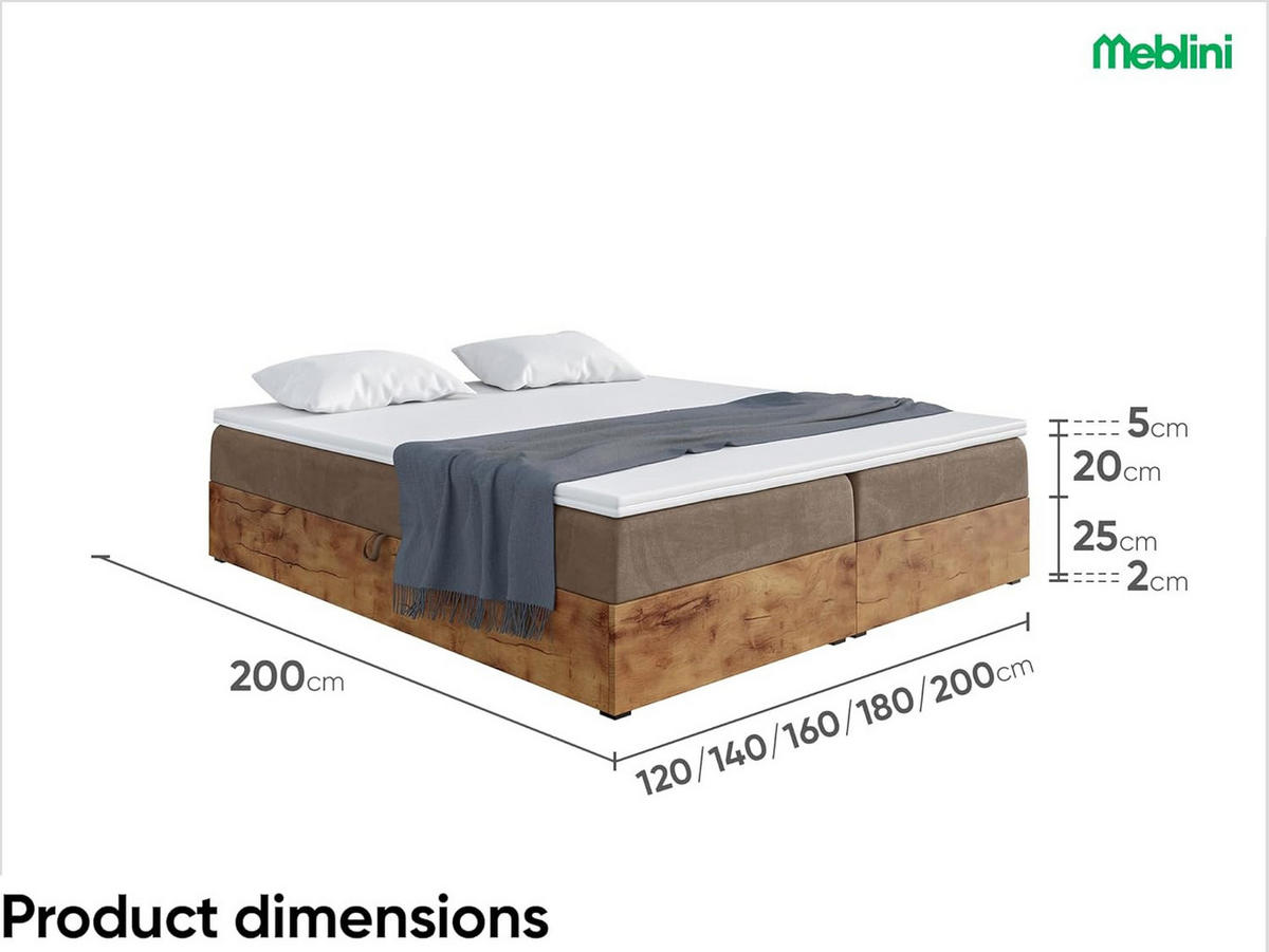 BOXSPRINGBETT LOFTY BOX - Braun, Holzwerkstoff (200/220cm) - Meblini