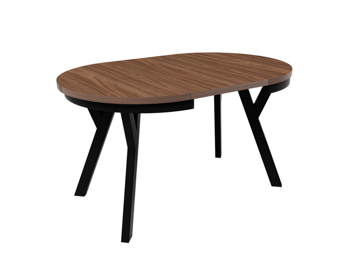 ESSTISCH ARI Rund (90-190 cm Ausziehbar Nussbaum Holzoptik Metallbeine) - Nussbaumfarben/Schwarz, Holz/Holzwerkstoff (90/90/76cm) - Ravio