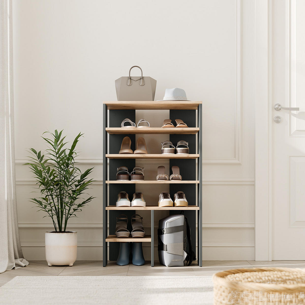 BOTNÍK Marlon Antracit/zlatý dub - antracitová, kompozitní dřevo (60/100/34.4cm) - Vicco