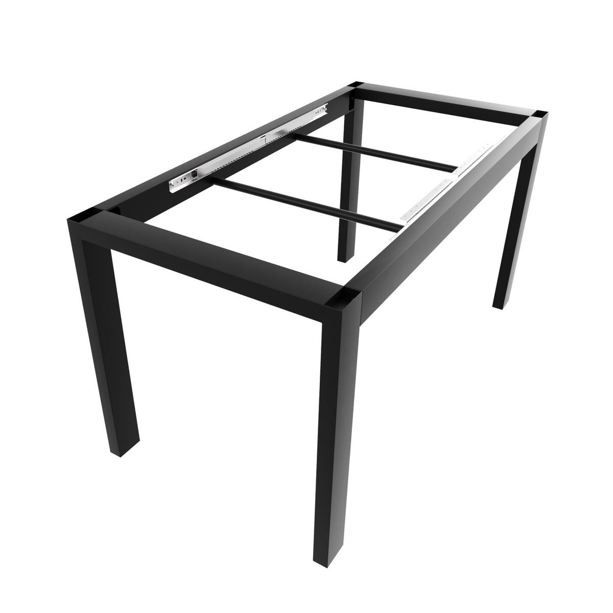 TISCHBEINE Etamin Split Metall Schwarz 72cm Ausziehbarer - Schwarz, Metall (70/72/140cm) - Metalo Pro