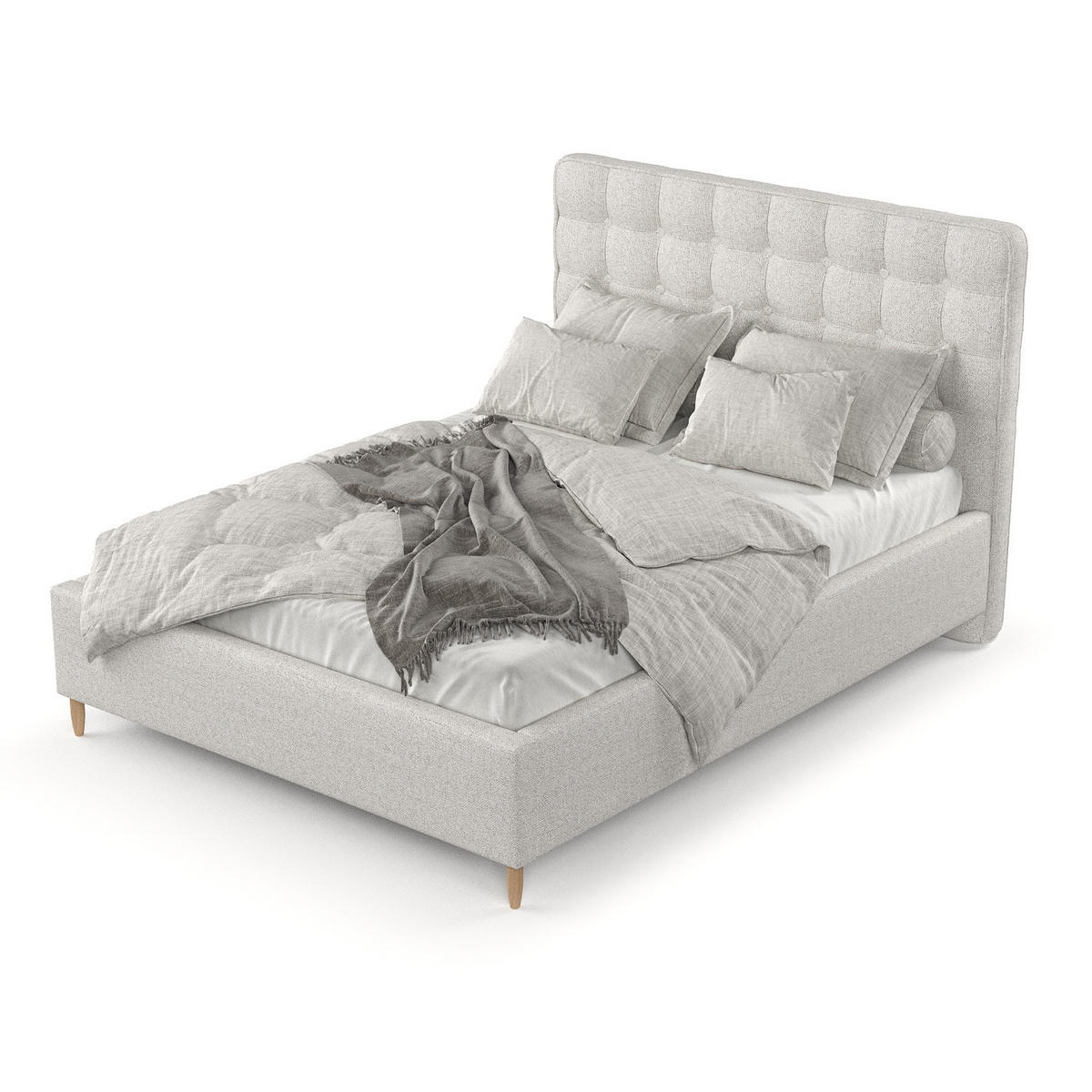 POLSTERBETT Paloma 120/200 cm Hellbeige im Riva Stoff - Beige/Naturfarben, Holz/Holzwerkstoff (120/200cm) - AltaBeds