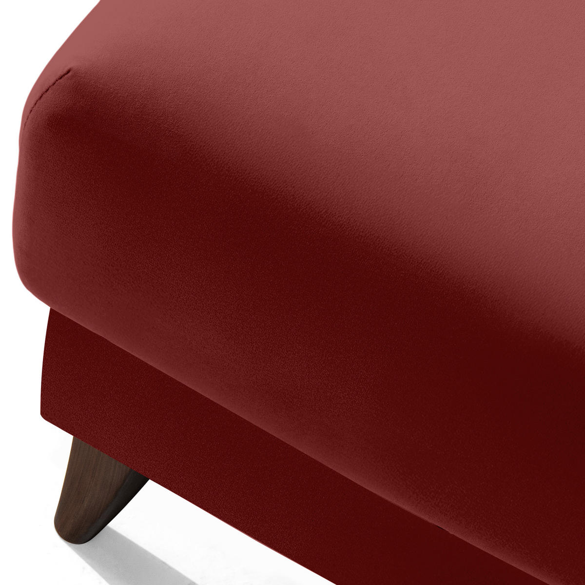 HOCKER GUSTAVO Fußstütze, Velours, Bordeaux - Bordeaux, Holz/Holzwerkstoff (53/49/53cm) - KONSIMO®