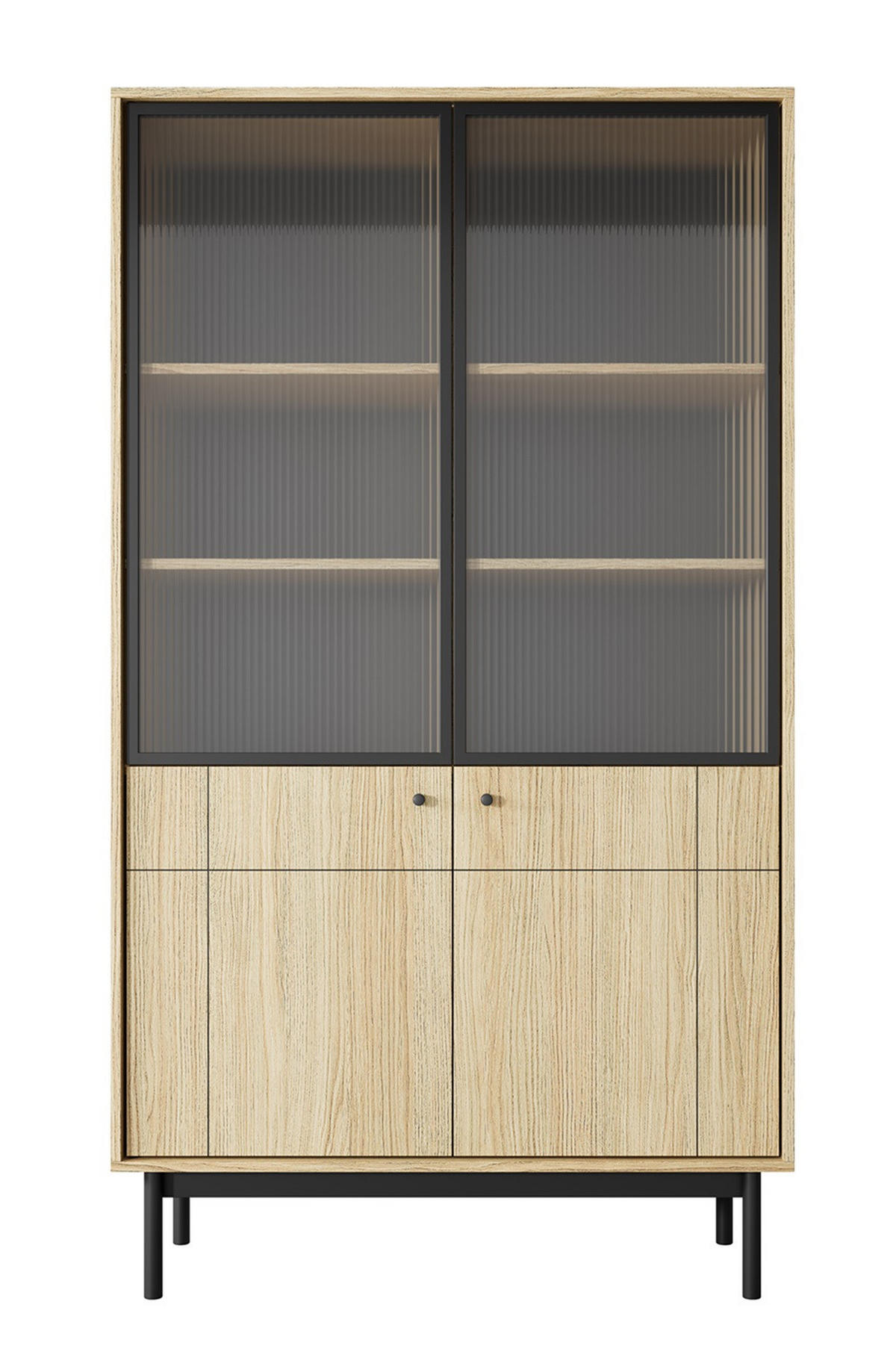 VITRINE Linea Eiche Nature WT104 Japandi Stil - Multicolor, Holzwerkstoff (103.4/184.6/39cm) - Sepro Meble