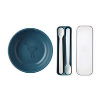 KINDERSCHALE MIT FÜTTERLÖFFEL Mio deep blue 3er Set - Dunkelblau, Kunststoff (12.7/4.5/12.7cm) - Mepal