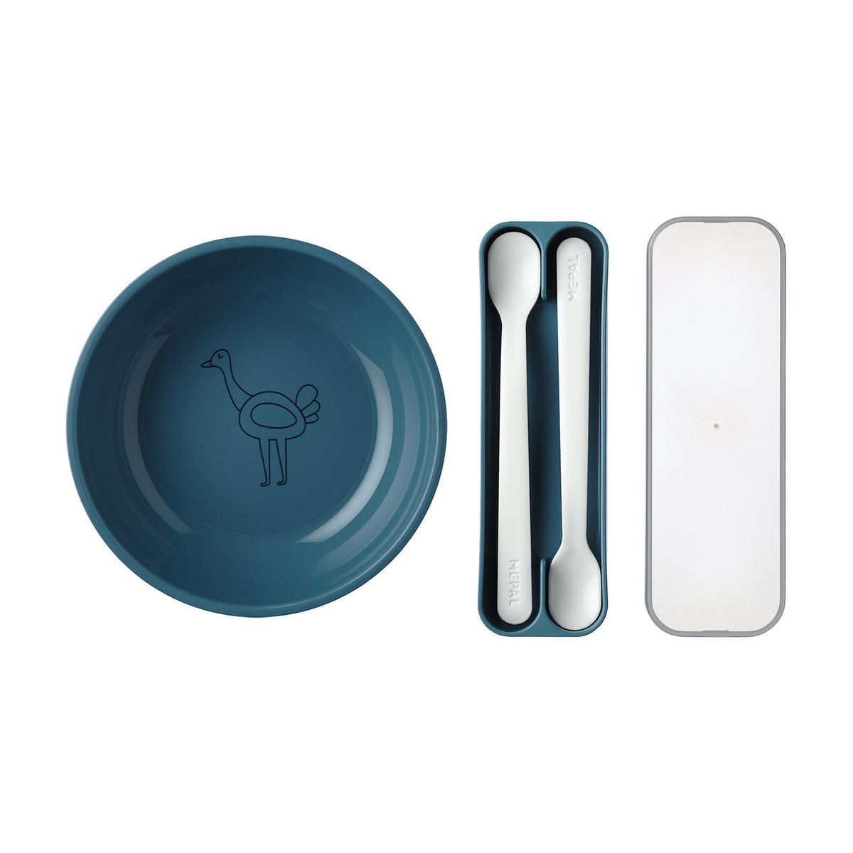 KINDERSCHALE MIT FÜTTERLÖFFEL Mio deep blue 3er Set - Dunkelblau, Kunststoff (12.7/4.5/12.7cm) - Mepal