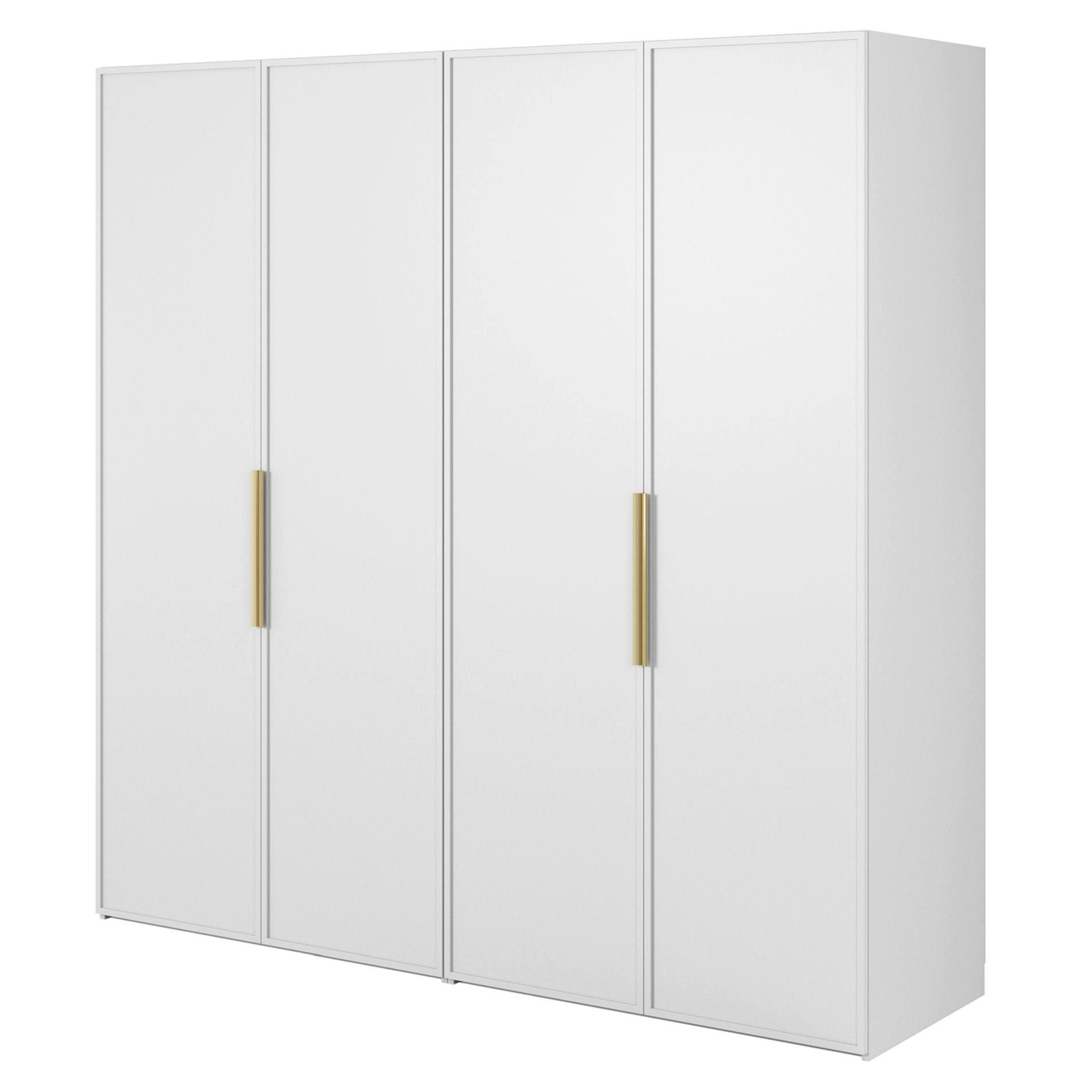 KLEIDERSCHRANK Frame Weiß 200 cm - Goldfarben/Weiß, Holzwerkstoff/Metall (200/200.5/57cm) - Selsey