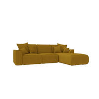 ECKSOFA GUSTO Cordstoff Goldfarben Rechts inkl. Schlaffunktion - Chromfarben/Goldfarben, Kunststoff/Textil (295/194cm) - 99rooms