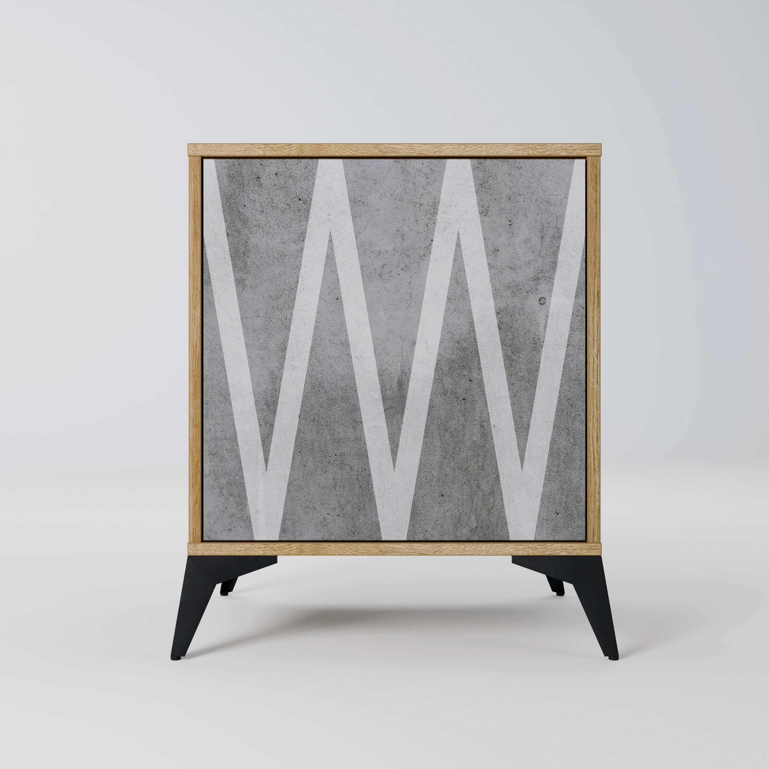 SIDEBOARD SOLID ZIG ZAG, Eichefarben, 57,5x42x70,5 cm, Schwarze Metall-Sternfüße - Eichefarben/Multicolor, Holzwerkstoff/Metall (57.5/70.5/42cm) - SpaceRebels