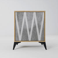 SIDEBOARD SOLID ZIG ZAG, Eichefarben, 57,5x42x70,5 cm, Schwarze Metall-Sternfüße - Eichefarben/Multicolor, Holzwerkstoff/Metall (57.5/70.5/42cm) - SpaceRebels