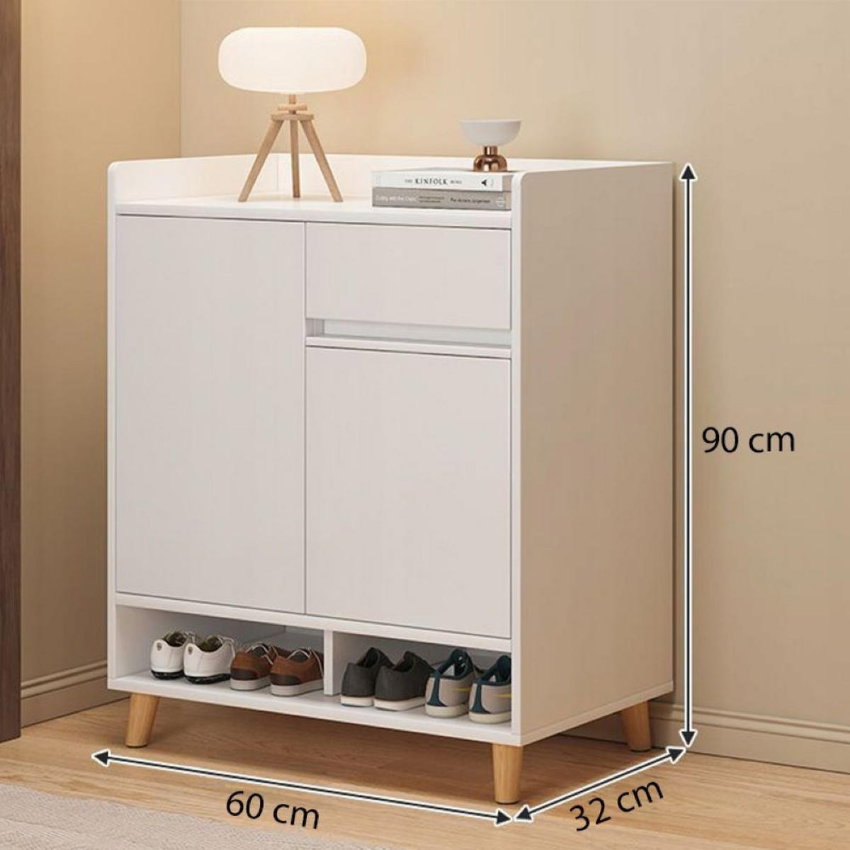 SCHUHSCHRANK, weiß 60/90/32 cm - Weiß, Holzwerkstoff (60/90/32cm) - Rexo