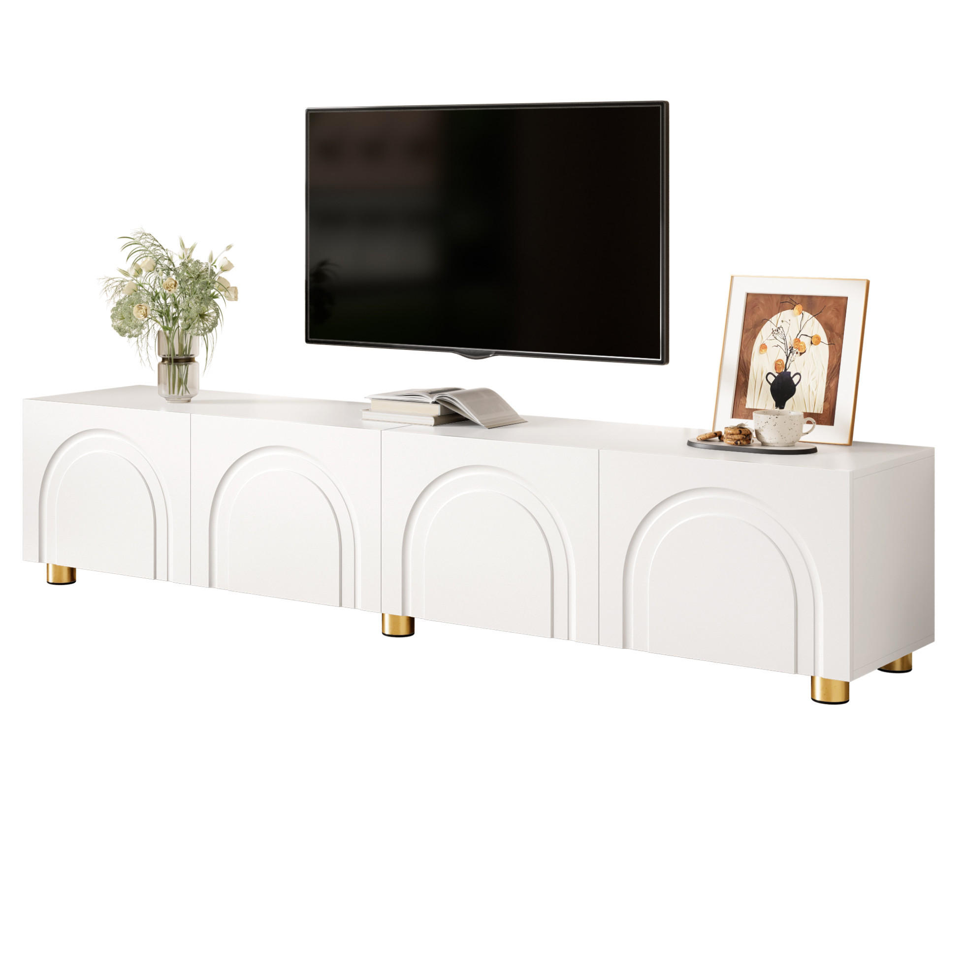 TV-SCHRANK mit 4 Türen 180 x 35 x 40 cm Weiß - Weiß, Holzwerkstoff (35/40/180cm) - Beauniv