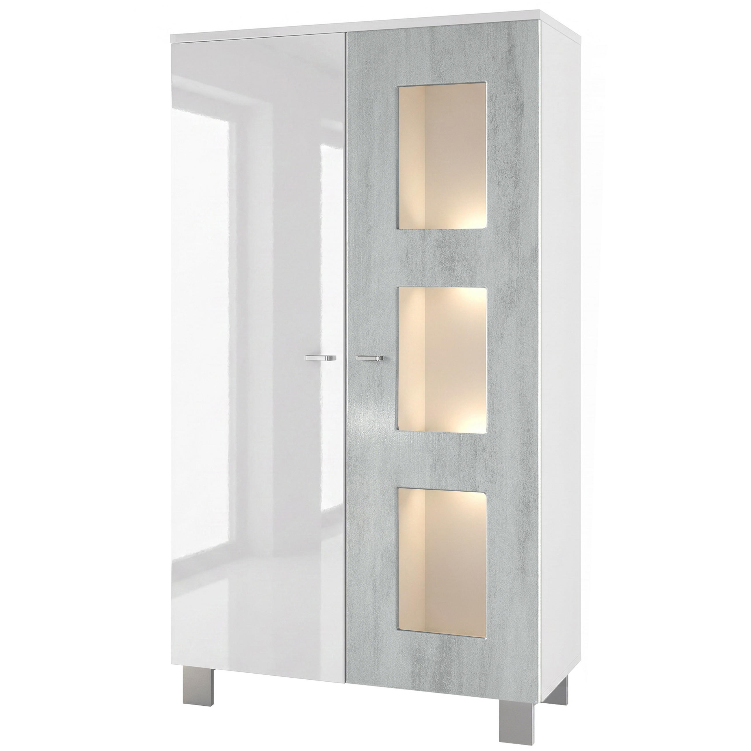 VITRINE Denjo Tür in Beton Oxid Optik - Hellgrau, Holzwerkstoff (71/129/35cm) - Vladon