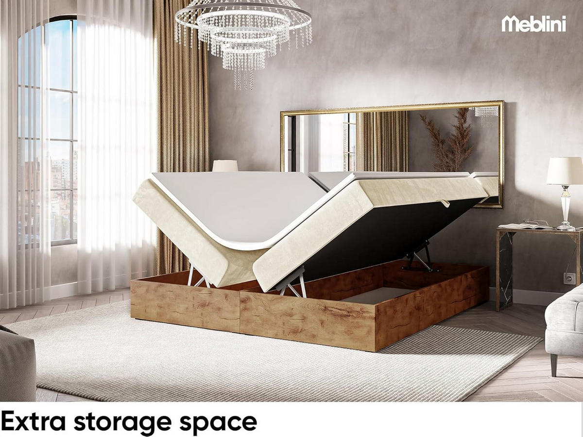 BOXSPRINGBETT LOFTY BOX - Creme, Holzwerkstoff (180/220cm) - Meblini