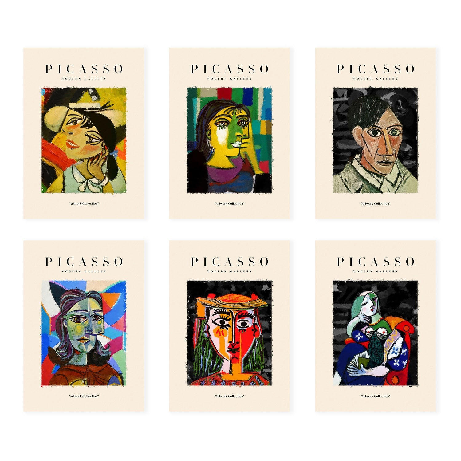 POSTER Set Mit 6 Illustrationen Von Pablo Picasso Dunkel A3 Rahmenlos - Klar, Papier (29/3cm) - Nacnic