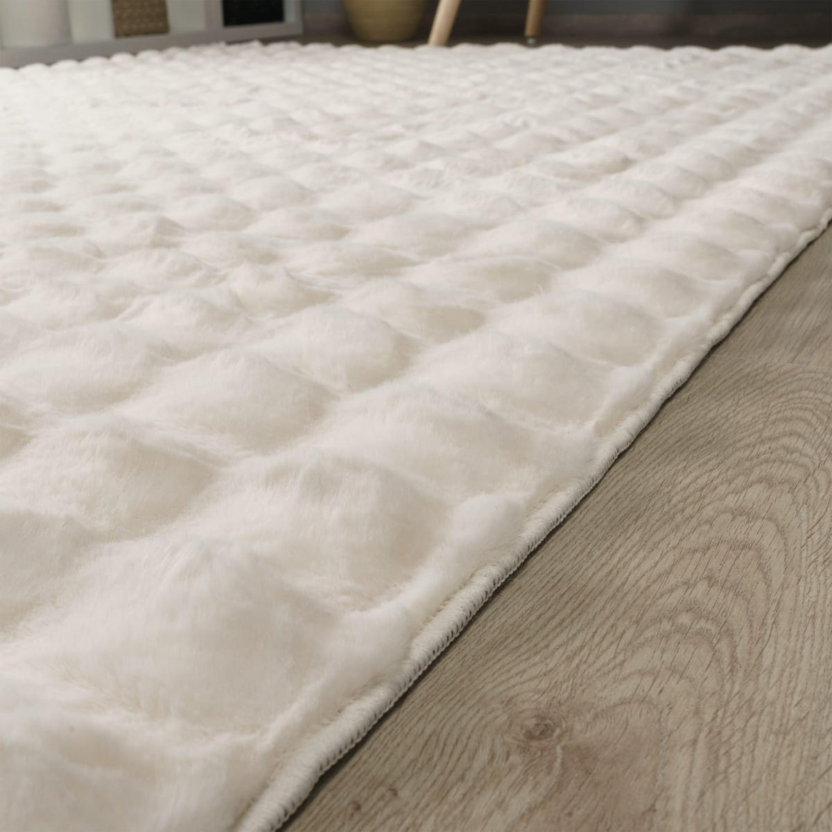 HOCHFLORTEPPICH Rauten Creme 120 x 160 cm - Creme, Kunststoff (120/160cm) - TT Home