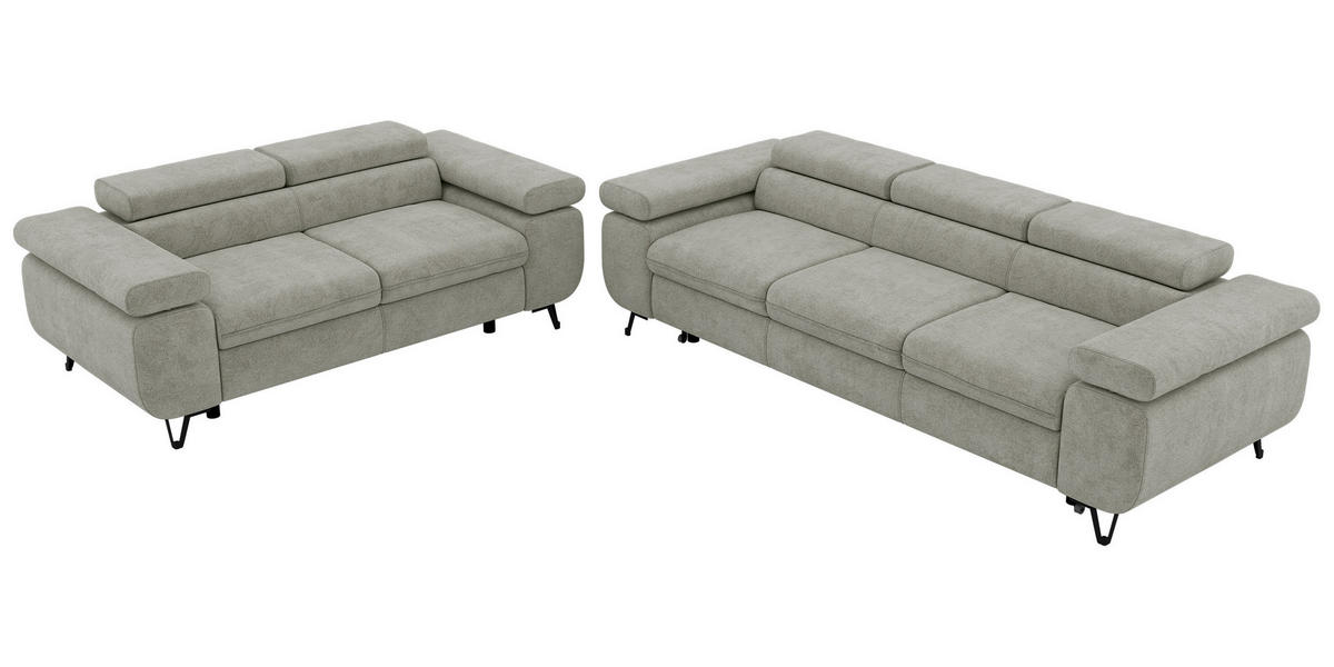 SEDACÍ SOUPRAVA PETERS 2+3 - Světle šedá Strukturovaná látka - černá/světle šedá, kov/textil (262/76/99cm) - MKS