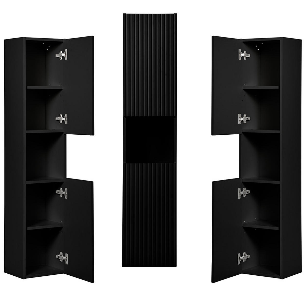 BADMÖBEL-SET 8-TLG. Newport-56 - Schwarz, Holzwerkstoff (180/200/40cm) - Lomado