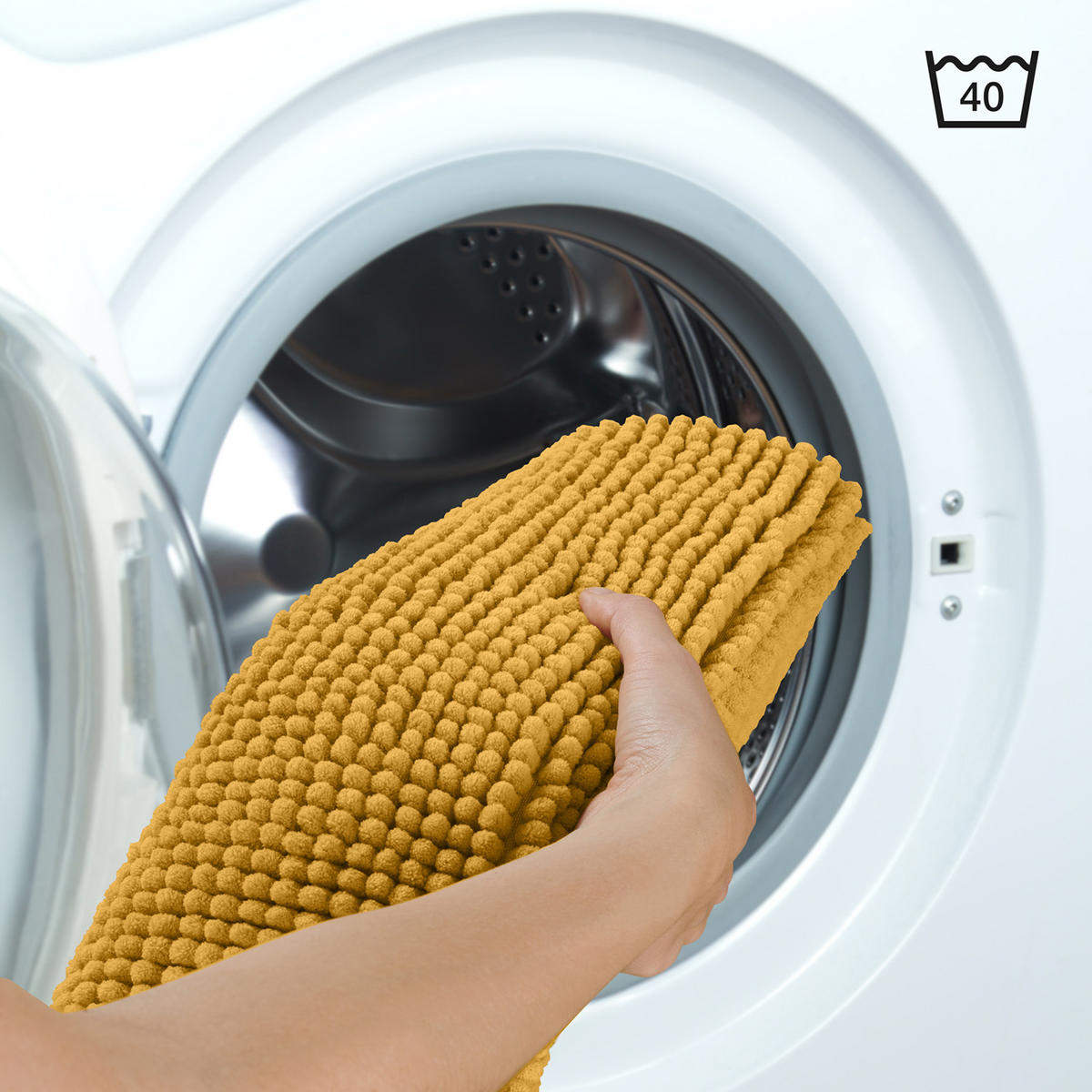 BADEMATTE Hochflor Chenille, 60x120 cm, Gelb - Gelb, Textil (60/120cm) - Blumtal