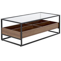 COUCHTISCH dunkler Holzfarbton/schwarz rechteckig Waco - Dunkelbraun/Schwarz, Metall (110/55/42cm) - Beliani