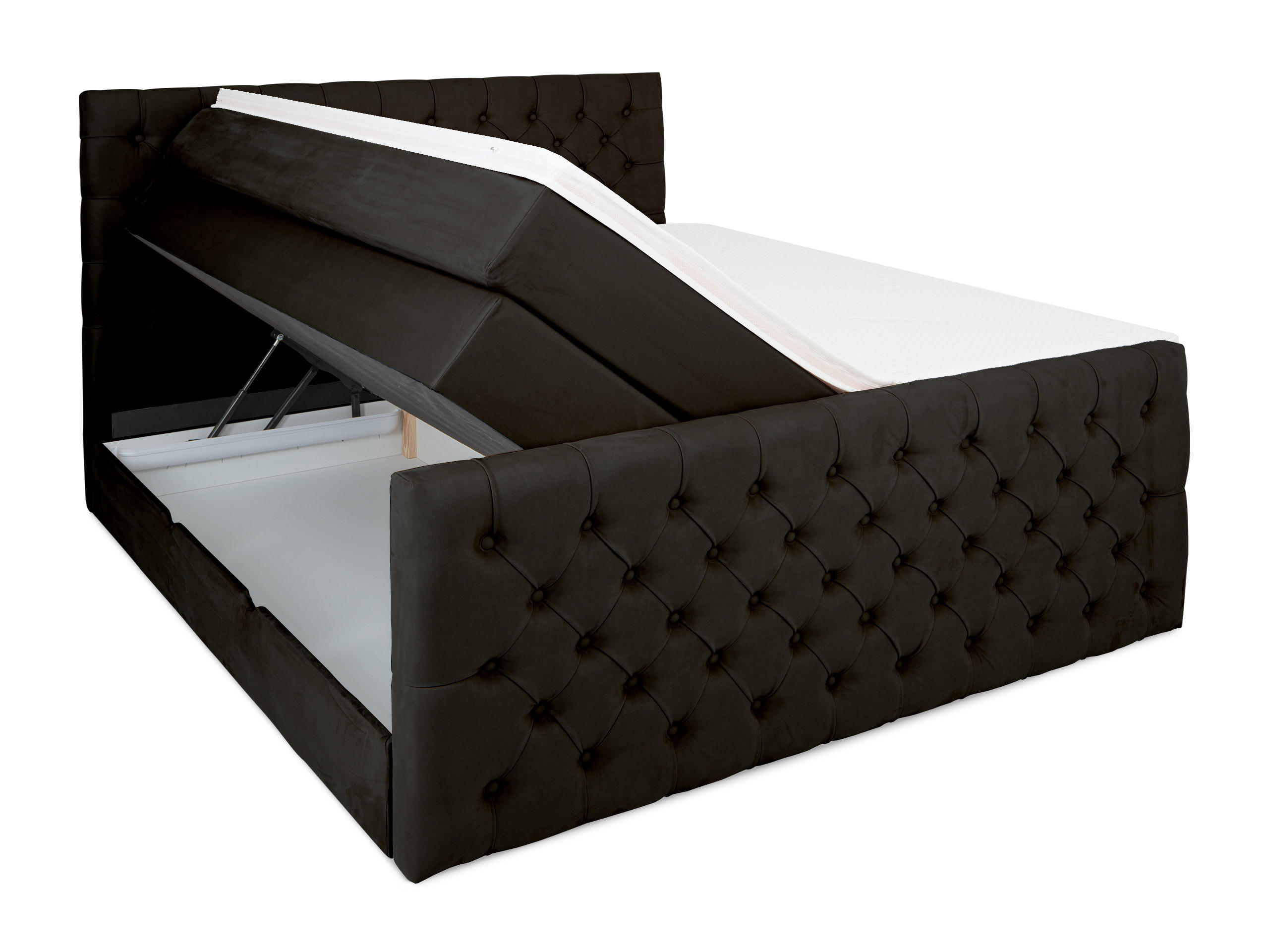BOXSPRINGBETT Victoria Schwarz 160 /200 cm H3/H4 Samt - Schwarz, Textil (160/200cm) - wonello