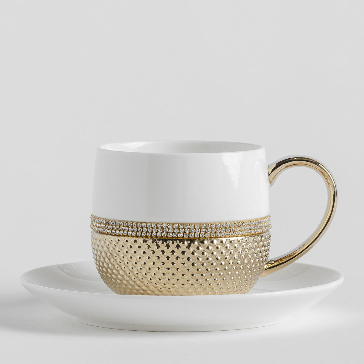 TASSE MIT UNTERTASSE Glamtis gold - Weiß, Keramik (0.26L) - home&you