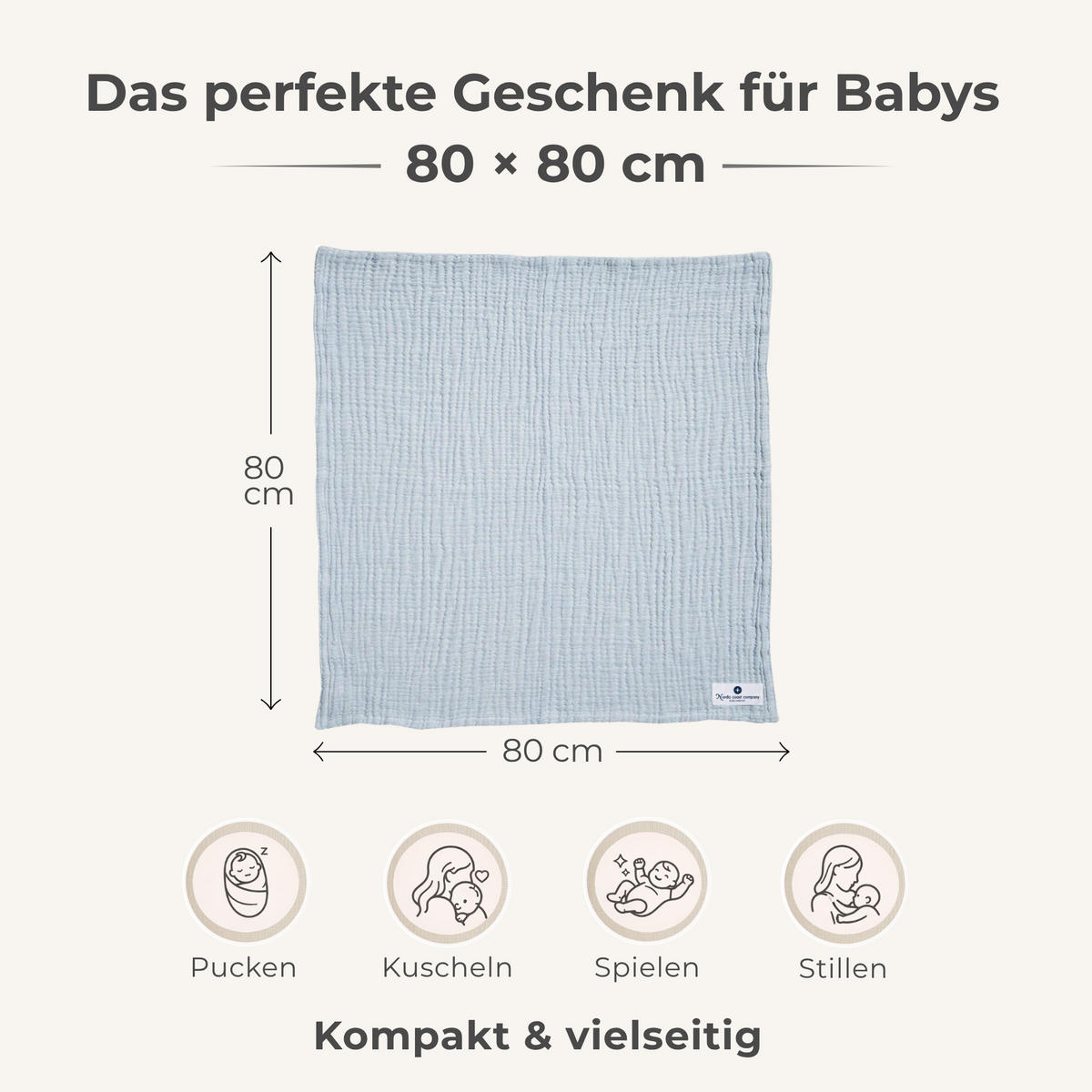 MUSSELINTUCH Mullduch Musselindecke Babydecke Stilltuch ab Geburt - Blau, Textil (70/70cm) - nordic coast company