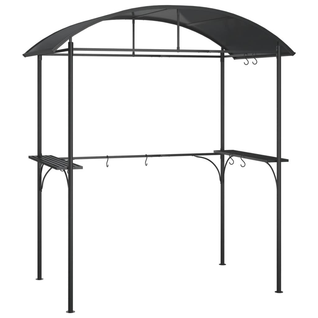 GRILLPAVILLON mit Seitenregalen, 220/115/230 cm, aus Stahl, Anthrazit - Anthrazit, Metall (220/230/115cm) - vidaXL